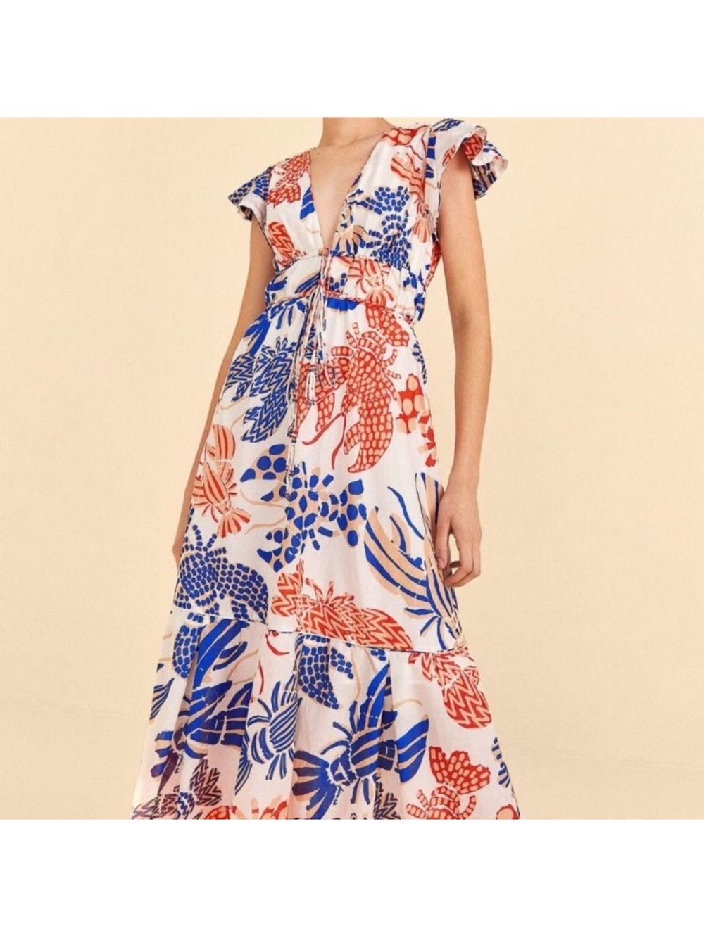 Farm Rio Mixed Lobsters Midi Dress L